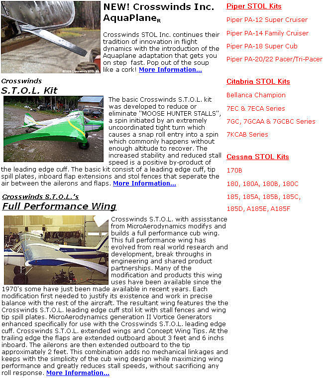 The basic Crosswinds S.T.O.L. stol kit was developed to reduce or eliminate 